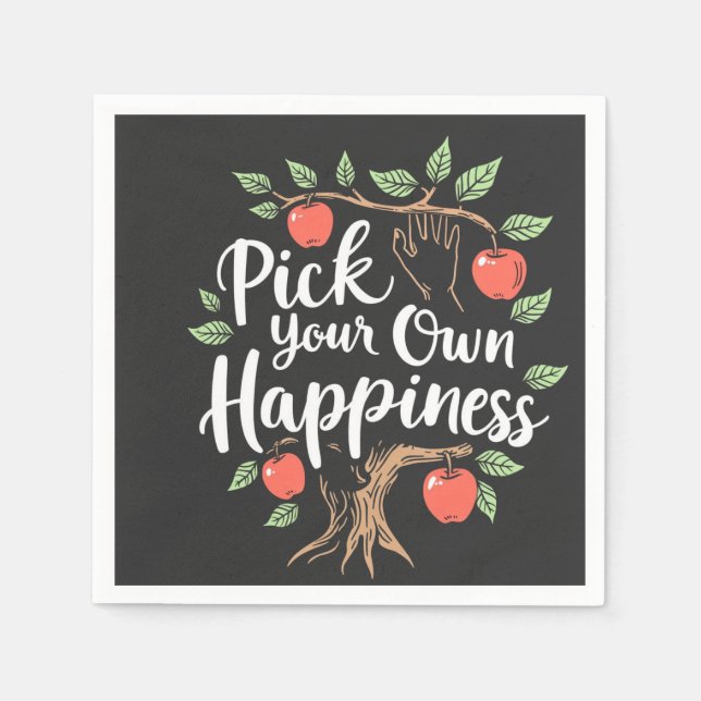 Pick Your Own Happiness Apple Picking Season Fall Napkin (Front)