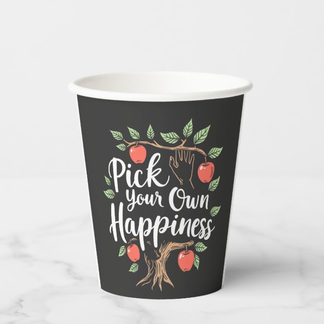 Pick Your Own Happiness Apple Picking Season Fall Paper Cups (Front)