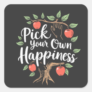 Pick Your Own Happiness Apple Picking Season Fall Square Sticker