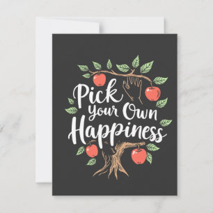 Pick Your Own Happiness Apple Picking Season Fall Thank You Card