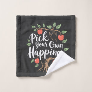 Pick Your Own Happiness Apple Picking Season Fall Wash Cloth
