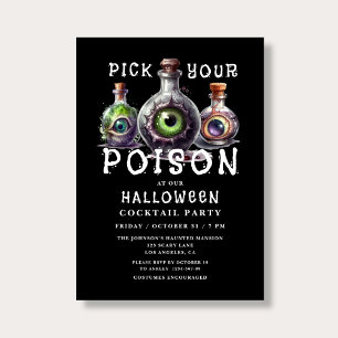 Pick Your Poison Cocktail Party Halloween Invitation