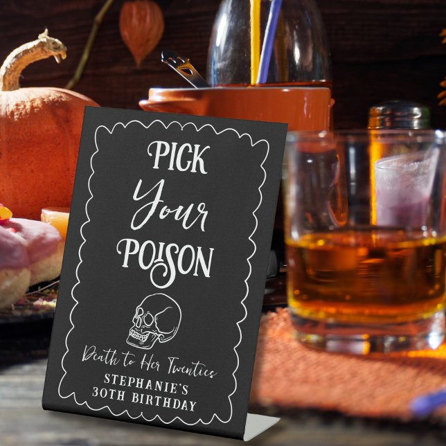 Pick Your Poison Death to Her Twenties Skull Bar Pedestal Sign (Creator Uploaded)