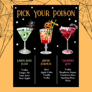 Pick Your Poison Halloween 3 Cocktail Menu  Poster