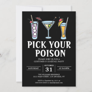 Pick Your Poison Halloween Adult Cocktail Party Invitation