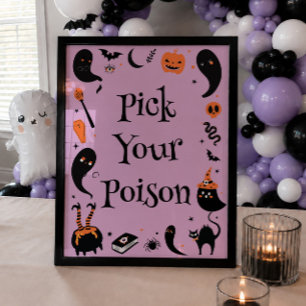 Pick Your Poison Halloween Baby Shower Drink Poster