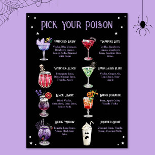 Pick Your Poison Halloween Cocktail Menu  Poster