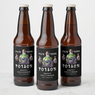 Pick Your Poison Halloween Cocktail Party  Beer Bottle Label