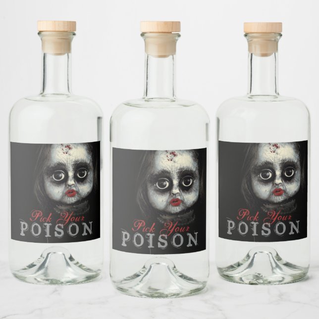 Pick Your Poison Haunted Halloween Party Liquor Bottle Label (Bottles)
