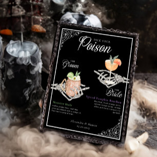 Pick Your Poison Skeleton Bride & Groom Cocktails Poster