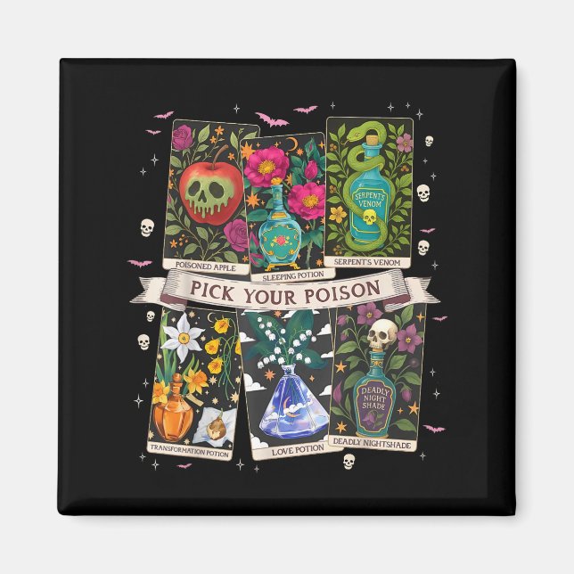 Pick Your Poisons Funny Drink Me Potions Happy Hal Magnet (Front)