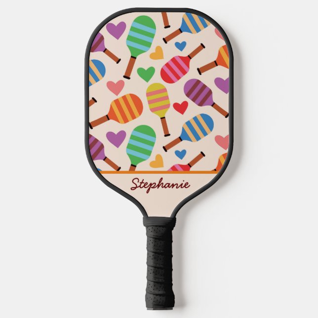 Pickeball Paddles Pattern with hearts Custom  (Front)