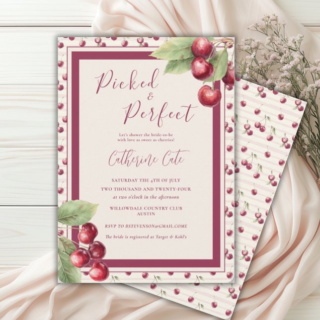 Picked & Perfect Sweet Cherries Bridal Shower Invitation (Creator Uploaded)