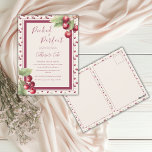 Picked & Perfect Sweet Cherry Bridal Shower Postcard<br><div class="desc">Picked & Perfect Sweet Cherries bridal shower invitation postcards.  A perfect budget invitation for any season. The watercolor sweet cherries are just beautiful.  The coordinating background pattern adds to the beauty of this sweet invite.</div>