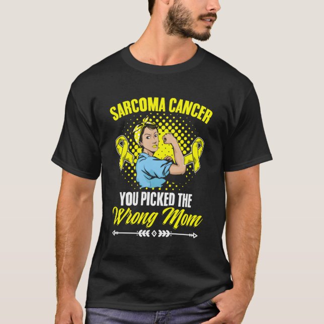 Picked Wrong Mum Yellow Ribbon Warrior Sarcoma Can T-Shirt (Front)