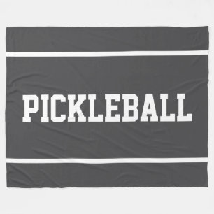 PICKELBALL Fun Sporty White Stripes On Deep Gray Fleece Blanket