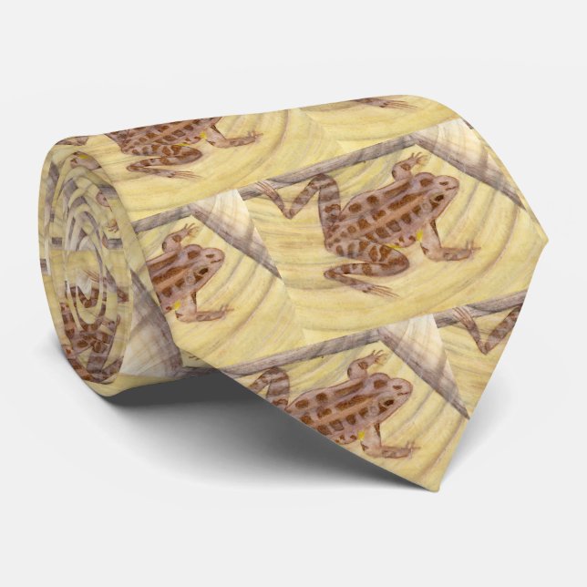 Pickerel Frog Watercolor Tie (Rolled)