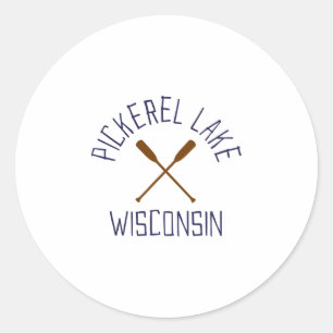 Pickerel Lake Wisconsin Outdoors Vintage Classic Round Sticker