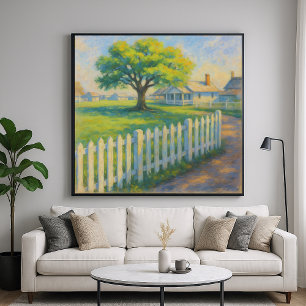 Picket Tree - Pastel Painting Style Landscape Art Poster