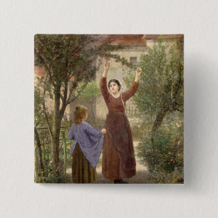 Picking Cherries 15 Cm Square Badge