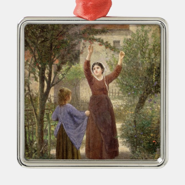 Picking Cherries Metal Tree Decoration (Front)