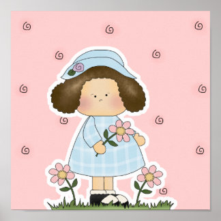 Picking Daisies Cute Flower Spring Girl Poster