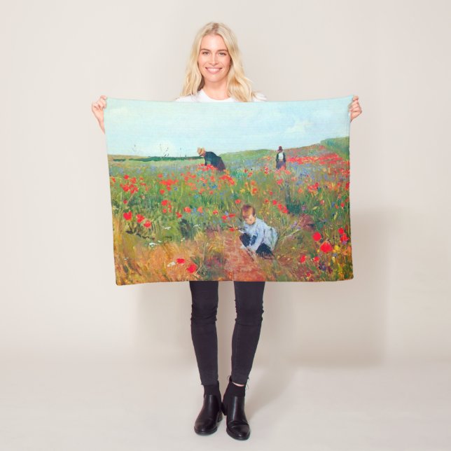 Picking Flowers in a Field, Mary Cassatt Fleece Blanket (In Situ)