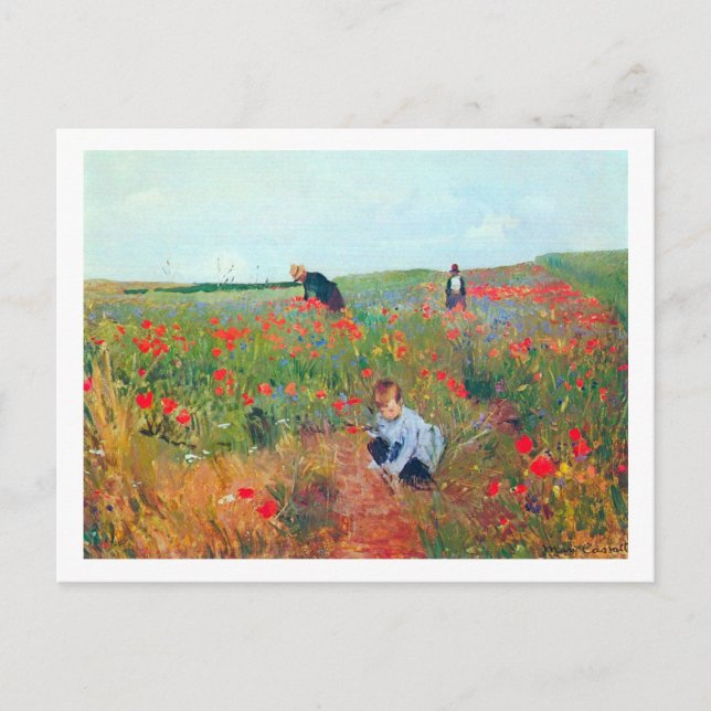 Picking Flowers in a Field, Mary Cassatt Postcard (Front)