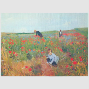 Picking Flowers in a Field, Mary Cassatt Tissue Paper