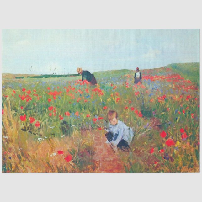 Picking Flowers in a Field, Mary Cassatt Tissue Paper (Front)