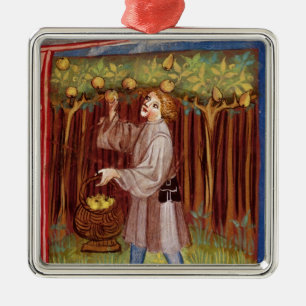 Picking fruit metal ornament