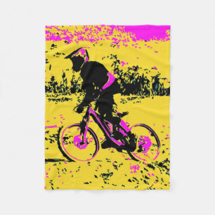 Picking up Speed - Mountain Biker  Fleece Blanket
