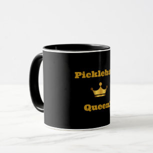 Picklball Queen coffee mug - black & gold