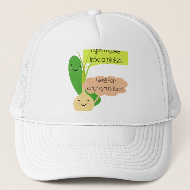 Pickle and Onion Humour Trucker Hat (Front)