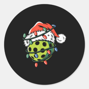 Pickle Ball Ball Santa Hat Xmas Funny Christmas Me Classic Round Sticker