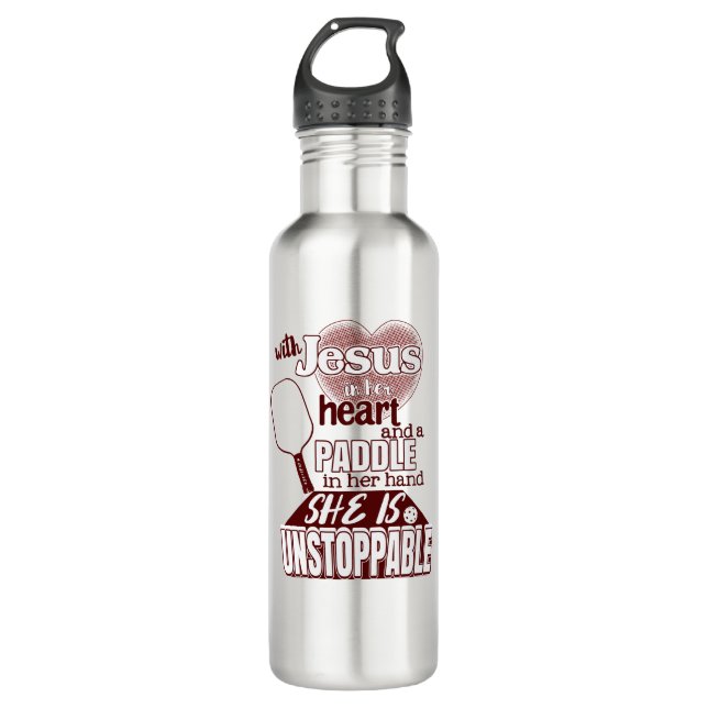 Pickle Ball Gift Pickleball Paddle and Jesus 710 Ml Water Bottle (Front)