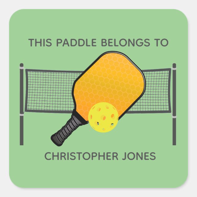 Pickle Ball Paddle Design Square Sticker (Front)