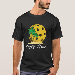Pickle Ball Palm Tree Happy Hour Pickleball Men Wo T-Shirt