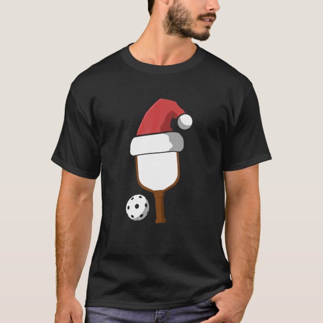 Pickle Ball Santa Paddleball Player Christmas Pick T-Shirt (Front)