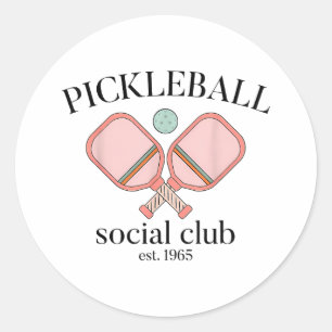 Pickle Ball Social Club EST 1965 Men Women Classic Round Sticker