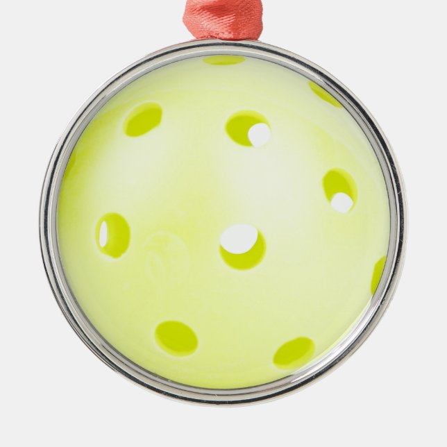 Pickle BAll Yellow Metal Ornament (Front)