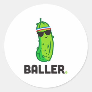 pickle baller' funny pickleball premium tri-blend classic round sticker