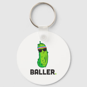 pickle baller' funny pickleball premium tri-blend key ring
