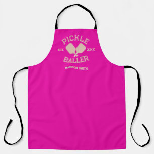 Pickle Baller Pickleball Collegiate Typography Apron
