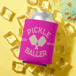 Pickle Baller Pickleball Collegiate Typography Can Cooler