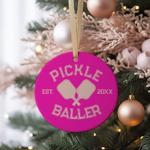 Pickle Baller Pickleball Collegiate Typography Ceramic Ornament