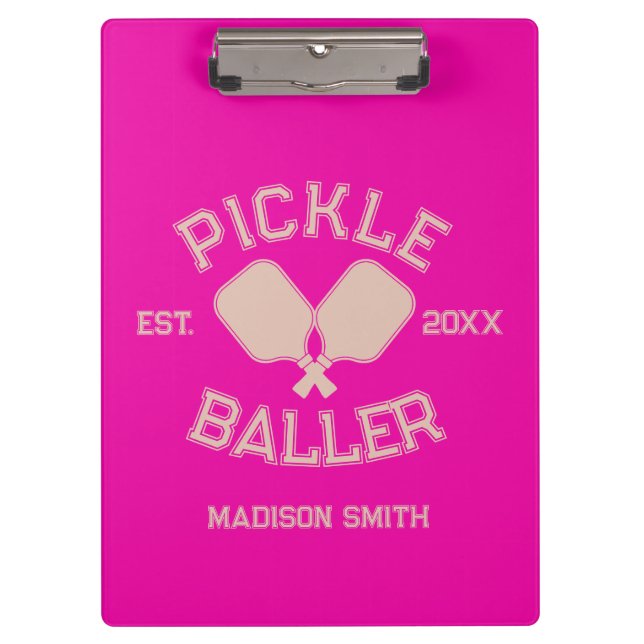 Pickle Baller Pickleball Collegiate Typography Clipboard (Front)
