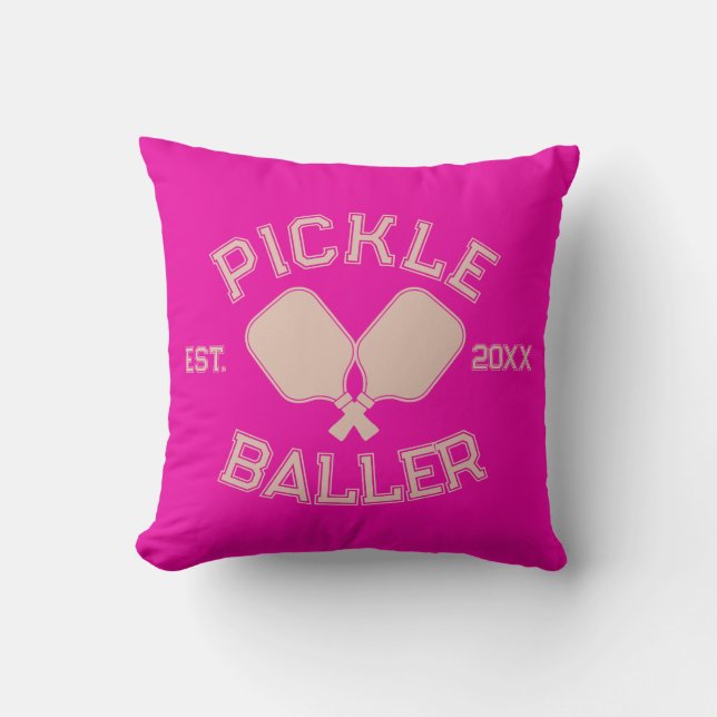 Pickle Baller Pickleball Collegiate Typography Cushion (Front)