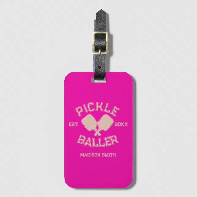 Pickle Baller Pickleball Collegiate Typography Luggage Tag Zazzle