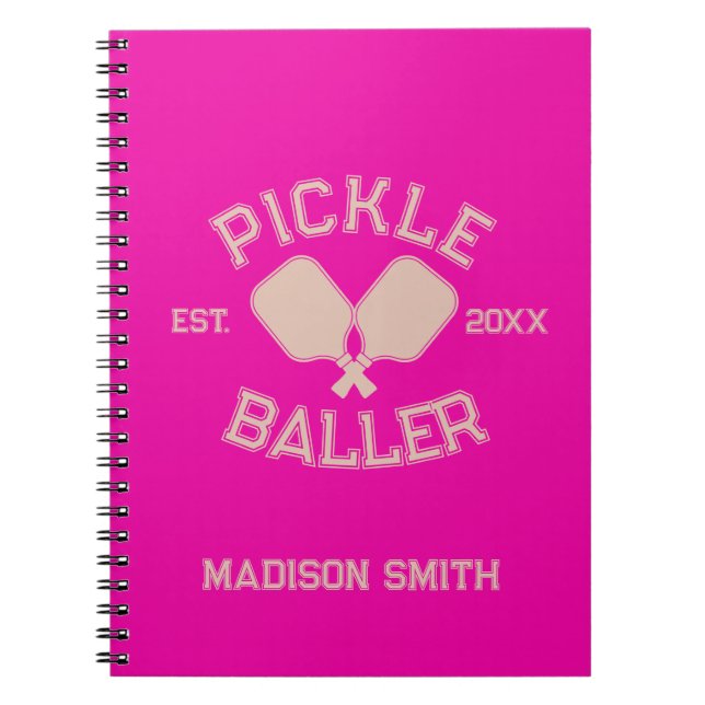 Pickle Baller Pickleball Collegiate Typography Notebook (Front)